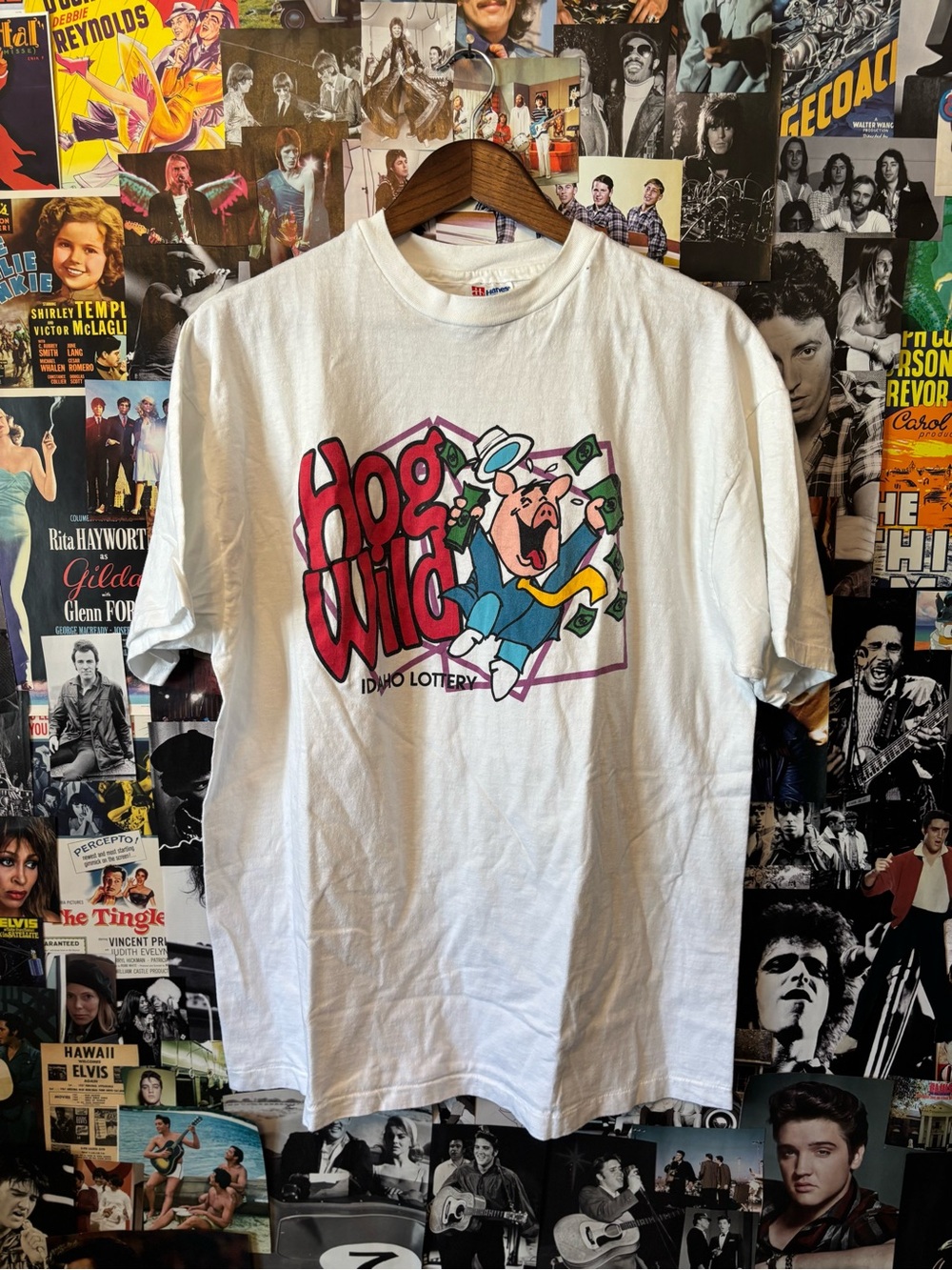 Hanes White "Hog Wild" Idaho Lottery Graphic Tee